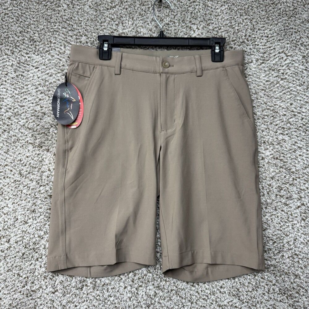 Greg Norman ML75 Microlux Shorts Men's Size‎ 30 Tan Performance Stretch Golf New